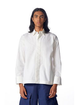 No Grey Area - White Pravah Boxy Fit Dress Shirt