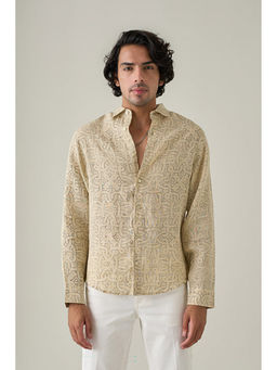 No Grey Area - Beige Kolam Linen Shirt