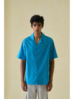 No Grey Area - Blue Kolam Block Print Shirt
