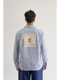 No Grey Area - Blue Botanic Jali Shirt