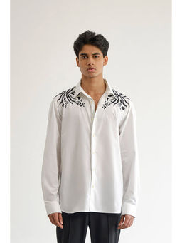 No Grey Area - White Monochrome Botanical Shirt