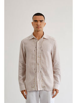 No Grey Area - Beige Polo Bloom Shirt