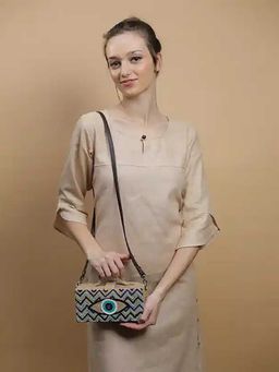 Gonecase - Evil Eye Brown Full Embroidery Jute Bag