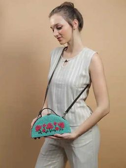 Gonecase - Lotus Half Round Embroidered Jute Bag