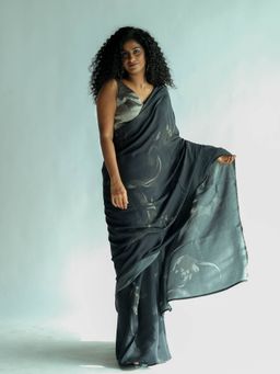 Suta - Printed Black Modal Saree