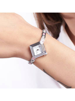 Salty - Diamond Dial Crystal Watch - WT-S-0014-S-PK-WH (M)