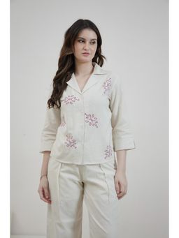 AAREIN - Fuchsia Embroidered Cotton Shirt