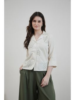AAREIN - Off White Embroidered Cotton Shirt