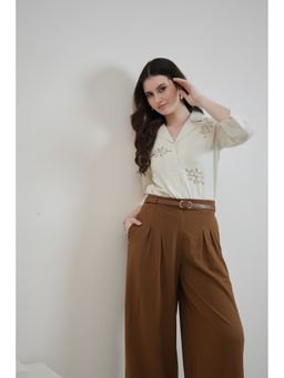 AAREIN - Brown Embroidered Cotton Shirt