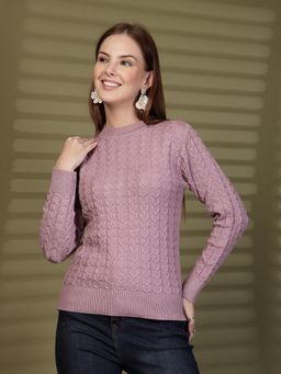 Clora Creation - Lavander Textured Knitted Woollen Sweater