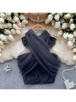 MISS MOSA BY AKANKSHA - Lorre Summer Inbuilt Bra In Navy Blue Crop Top