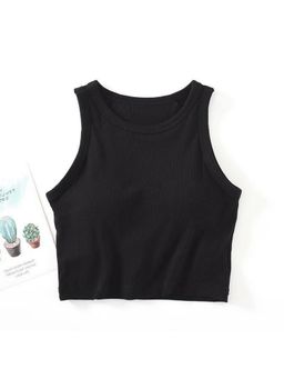 MISS MOSA BY AKANKSHA - Nicole Inbuilt Bra In Black Tank Top