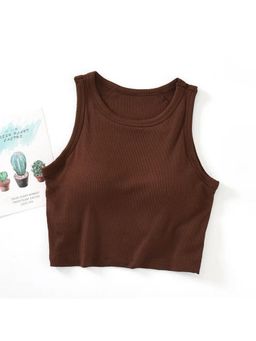 MISS MOSA BY AKANKSHA - Nicole Inbuilt Bra In Brown Tank Top