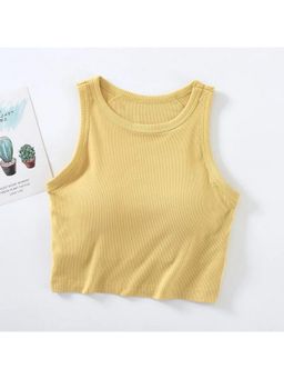 MISS MOSA BY AKANKSHA - Nicole Inbuilt Bra In Yellow Tank Top