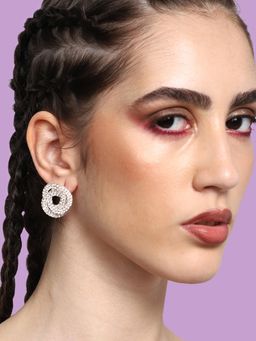 Sohi - Gold Plated Party Designer Stone Silver Studs for Women