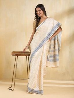 Fabindia - Natural Silk Hand Block Printed Saree