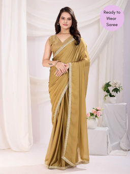 VAIRAGEE - Olive Rangoli Silk ready to wear Saree With hook With Unstitched Blouse