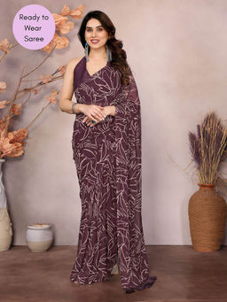 VAIRAGEE - Wine Georgette ready to wear Saree With hook With Unstitched Blouse
