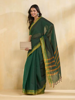 Fabindia - Green Cotton Blend Saree