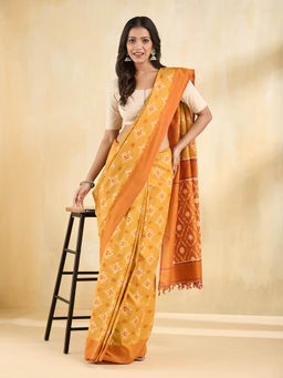 Fabindia - Mustard Cotton Ikat Saree