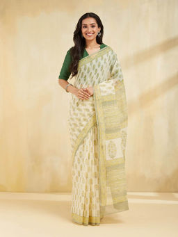 Fabindia - Natural Cotton Silk Hand Block Printed Saree