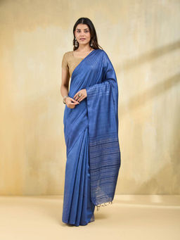 Fabindia - Blue Silk Blend Saree