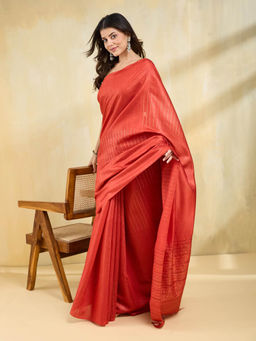 Fabindia - Rust Silk Blend Saree