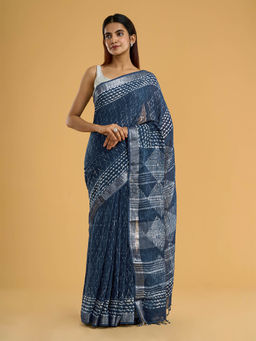 Teejh - Sapphire Mist Saree with Unstitched Blouse