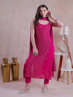 ILLICA - Women Regular Fit Kurta and Pant with Dupatta - Pink