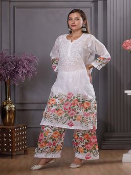 ILLICA - Women Regular Fit Floral Printed Co-Ord Set - White