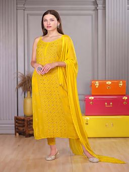 ILLICA - Women Regular Fit Kurta and Pant with Dupatta - Yellow