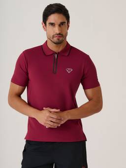 STRCH - Men Solid Polo Collar Sports And Training T-Shirt