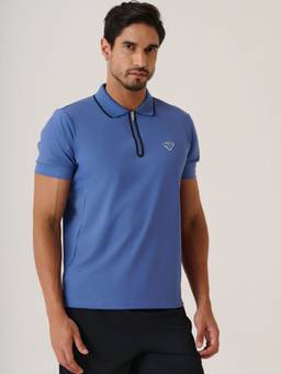 STRCH - Men Solid Polo Collar Sports And Training T-Shirt