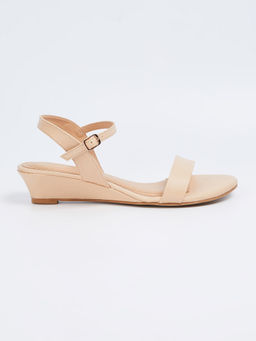 max - Women Beige Ankle Strap Sandal Heels