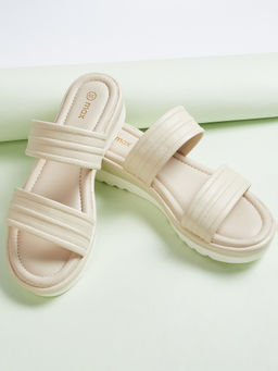 max - Women Beige Dual Strap Sandals