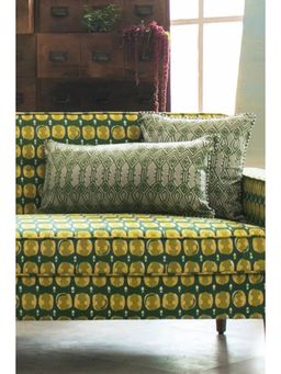 Freedom Tree - Arka Herringbone Cotton Green Cushion Cover - 12X24 Inches