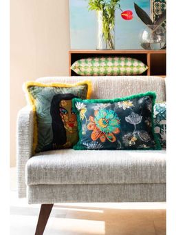 Freedom Tree - Reddest Passion Flower Pure Cotton Red Cushion Cover - 14X20 Inches