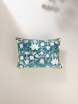 Freedom Tree - Juba Sativa Herringbone Cotton Teal Cushion Cover - 14X20 Inches