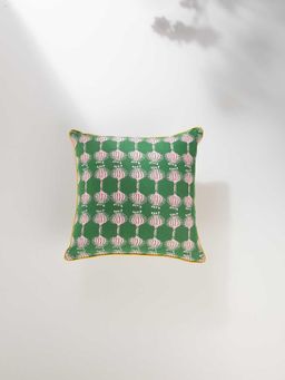 Freedom Tree - Aphim Herringbone Cotton Green Cushion Cover - 16X16 Inches
