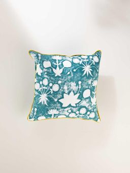 Freedom Tree - Juba Sativa Herringbone Cotton Teal Cushion Cover - 16X16 Inches