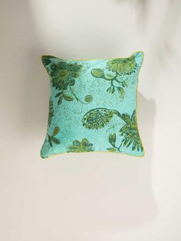 Freedom Tree - Vidari Pure Cotton Teal Cushion Cover - 18X18 Inches