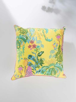 Freedom Tree - Kachnar Herringbone Cotton Yellow Cushion Cover - 24X24 Inches