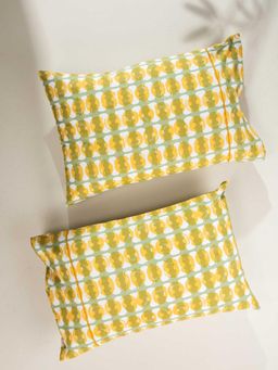 Freedom Tree - Marica Pure Cotton Yellow Pillow Cover - Set Of 2