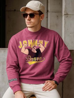 Bewakoof - Men'S Maroon Johnny Graphic Printed Oversized Sweatshirt