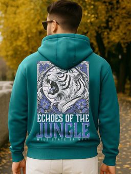 Bewakoof - Men's Forest Biome Green Graphic Printed Oversized Hoodies