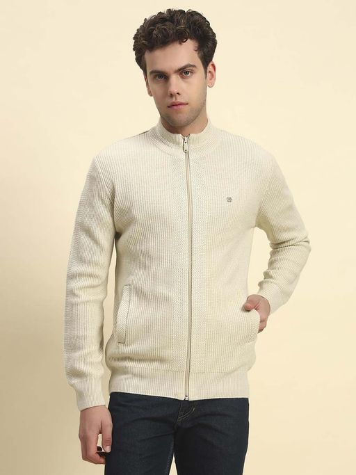 Cantabil Men Beige Regular Fit Sweater