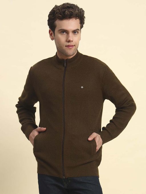 Cantabil Men Brown Regular Fit Sweater
