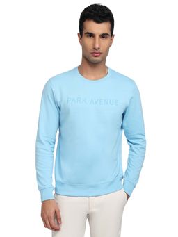 Park Avenue - Slim Fit Solid Medium Blue Sweatshirt