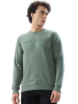 Park Avenue - Slim Fit Solid Medium Green Sweatshirt