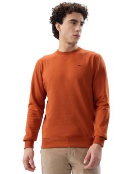 Park Avenue - Slim Fit Solid Dark Orange Sweatshirt